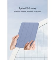 Apple iPad Air 10.9 2022 (10.Nesil) Kalemlikli Katlanabilen Kılıf (Gri)