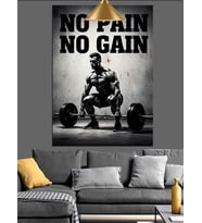 No Pain No Gain Yazılı Fitness Gym Motivasyon Dekoratif Kanvas - Mdf Ahşap Tablo