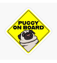 Arabada Puggy Köpek Var Araç Sticker Etiket 19CM md2
