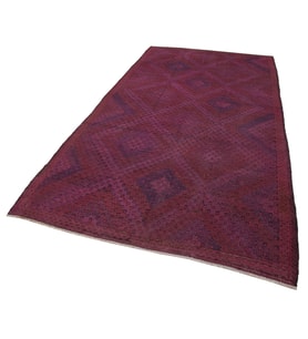 Bordo Kilim Geometrik Stil Dokulu Yüzeyli El Dokuma Yün Salon Kilimi Seçkin Dekorasyon