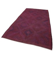 Bordo Kilim Geometrik Stil Dokulu Yüzeyli El Dokuma Yün Salon Kilimi Seçkin Dekorasyon