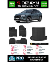 S-Dizayn Hyundai Tucson 3D Pro Havuzlu Paspas ve Bagaj Havuzu Seti (2'li SET) 2021 Üzeri A+ Kalite