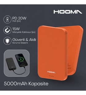 Hooma Magpulse 5 Slim 5000 mAh Powerbank Turuncu (Hooma Türkiye Garantili)