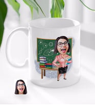BK Gift Kişiye Özel Kadın Biyoloji Öğretmeni Karikatürlü Beyaz Kupa Bardak-1