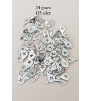 Oya Abiye Bileklik Kolye Pleksi Metalik Plastik Pul Gümüş Renk 24 gram 195 adet - BNC581
