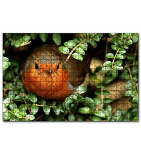 Cakapuzzle Yeşil Yapraklar Arasındaki Kızıl Kuş Puzzle Yapboz MDF (Ahşap) (120 Parça)