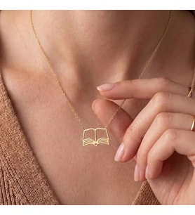 Kişiye Özel Kitap Model Kolye 925K Gümüş (Gold)