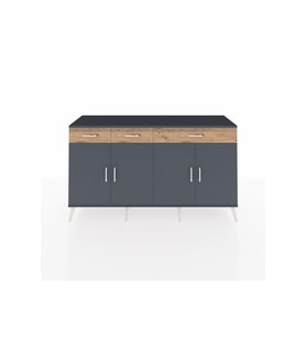Kronos Konsol 4 Raflı 3 Çekmeceli 4 Kapaklı 176x59x99 Antrasit-Antrasit/Çam