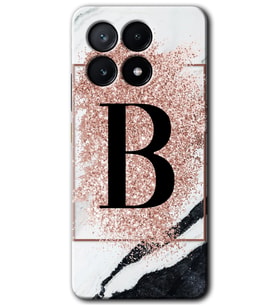Poco x6 Pro Kılıf HD Desen Baskılı Kılıf - Pembe Mermer Desenli B Harfi