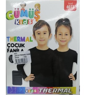 Gümüş Erkek Çocuk Termal Fanila Üst İçlik (Siyah)