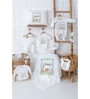 Pia Baby Premium Lüks Yenidoğan Erkek Bebek Hediyesi 11 Parça İsim Baskılı Set 5060-00 (Ekru)