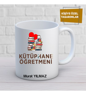 kütüphane öğretmeni zöel tasarım kupa bardak