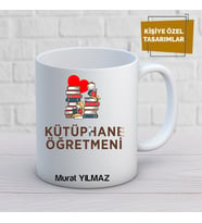 kütüphane öğretmeni zöel tasarım kupa bardak
