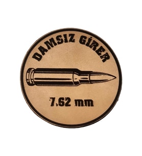 Damsız Girer 7,62 mm  -Yuvarlak  Deri Peç - Arma - Leather Patch (Bej)