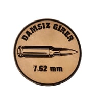 Damsız Girer 7,62 mm  -Yuvarlak  Deri Peç - Arma - Leather Patch (Bej)