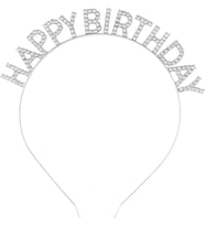 Gümüş Kristal Taşlı Happy Birthday Doğum Günü Tacı İthal Ürün A Kalite 17x16 cm