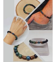 Azurit & Oniks Taşı 8mm Unisex Tasarım Bileklik Hawaii Model (3210)