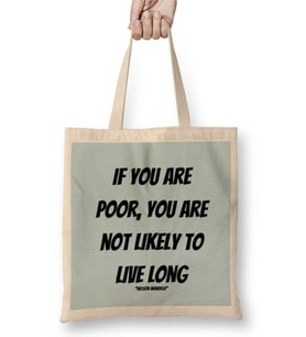 Nelson Mandela Quotes Art Gift - Vintage Retro Style Bez Çanta Uzun Saplı