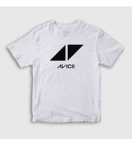 Presmono Unisex Çocuk Beyaz Logo Dj Avicii T-Shirt 439021tt (Beyaz)