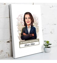 Kişiye Özel Hediye Karikatürlü En Başarılı Kadın Matematikçi Kanvas Tablo