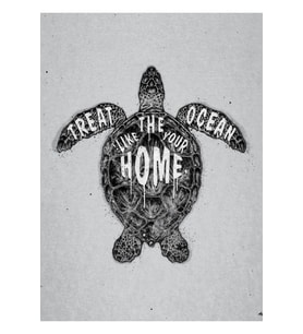 Ocean Omega (monokrom) Tablo Ahşap Poster Dekoratif