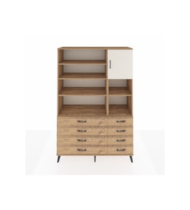 Hyperion Dolap 8 Raflı 8 Çekmeceli Tek Kapaklı  132x44x195 Çam-Aytaşı/Çam