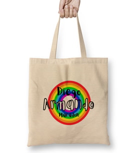 Diego Armando Maradon- Retro Rainbow Style Bez Çanta Uzun Saplı