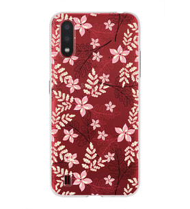 Samsung Galaxy A01 Uyumlu Kapak Floral Kırmızı Tasarımlı Şeffaf Silikon Kılıf