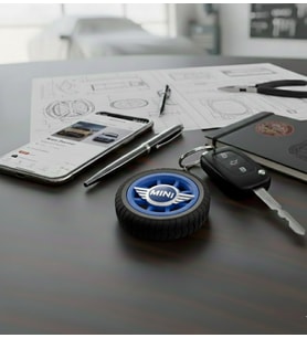 Mini Cooper Logolu İkonik Araba Anahtarlığı (Mavi)