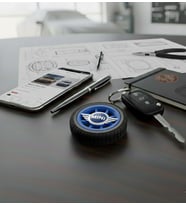 Mini Cooper Logolu İkonik Araba Anahtarlığı (Mavi)
