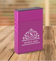BK Gift Kişiye Özel Mor Slim Boy Metal Sigara Kutusu-12