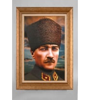 Altın Varaklı Paspartulu Çerçeveli Atatürk Tablo nt815