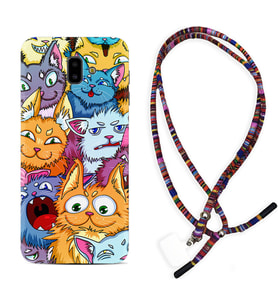 Samsung J6 Plus J7 Prime J7 Pro M20 Kılıf Boyun Asklı Rasta Silikon Kediler 1723