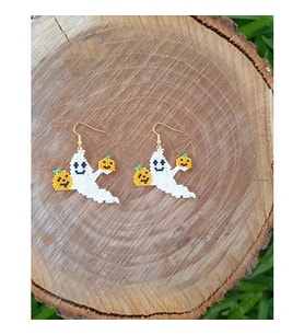 Miyuki Boncuk El Yapımı Balkabağı Tutan Hayalet Balkabağı Küpe Halloween Cadılar Bayramı