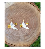 Miyuki Boncuk El Yapımı Balkabağı Tutan Hayalet Balkabağı Küpe Halloween Cadılar Bayramı (Çok Renkli)