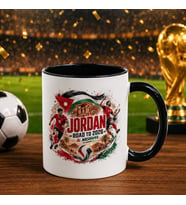 BK Gift Ürdün Taraftar Temalı 2026 Dünya Kupası Tasarımlı Siyah Kupa Bardak
