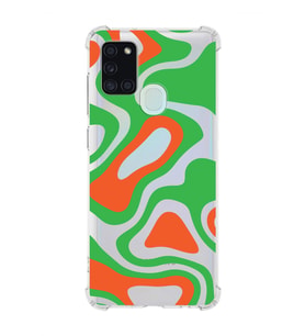 Samsung Galaxy A21s   Köşe Korumalı Antişok Kapak Renkli Desen Tasarımlı Şeffaf Silikon Kılıf