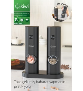 Pilli Işıklı Otomatik Baharat Öğütücü Seti, Siyah, Pratik ve Şık Kullanım