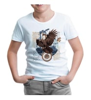 An Eagle Collage with Other Elements Beyaz Çocuk Tshirt