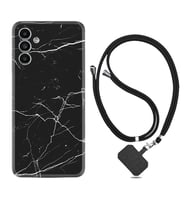 Samsung A23 A31 A32 A50 A51 A52 A53 A70 Kılıf Boyun Askılı Silikon Siyah Mermer 1299