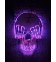 Halloween Maske Kuru kafa Işıklı Fuşya Teller