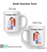 A Kalite Porselen Kupa Bardak, Kişiye Özel Kupa Bardak - Çift Taraf Fotoğraf Baskılı, Hediye (Beyaz)