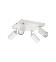 Rsylight Retro Beyaz Kare 180 Derece Hareketli Modern Spor 4 Lü Led Spot Avize Günışığı Ampullü