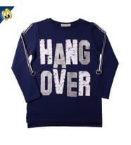 Toontoy Kız Çocuk Sweatshirt Hang Over Baskı Kol Üstü Şerit (Lacivert)