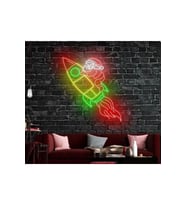 Noel Baba Figürlü Neon Tabela