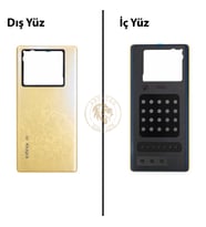Infinix Note 40 Pro 5G Altın Uyumlu Arka Kapak Arka Cam Batarya Pil Kapağı Lazer Kesim Back Cover