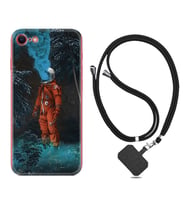 Apple iPhone 5 6 7 8 Plus Se XR Kılıf Boyun Askılı Silikon Astronot Smoke 1769