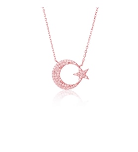 Pigado 925 Ayar Gümüş Ayyıldız Figürlü Kadın Kolye (Rose)