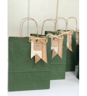 Kraft Burgu Saplı Çanta Esmer Nefti Yeşil 20x24x10cm 250 ADET