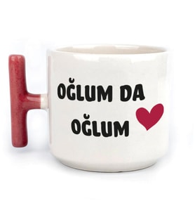 Oğlum Da Oğlum Baskılı Kırmızı Kulplu T Kupa